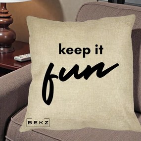 Perna Decorativa Keep It Fun, 40x40 cm, Crem, Husa Detasabila, Perna Inclusa, BEKZ®