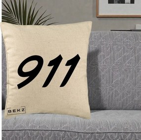 Perna Personalizata 911 Bold, 40x40 cm, Bej, Husa Detasabila, Perna Inclusa, BEKZ®