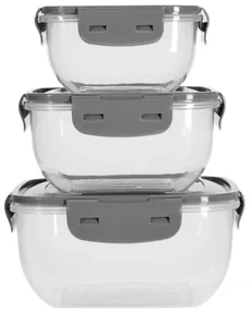 Set 3 caserole Alberta, plastic, gri, 500, 900, 1500 ml