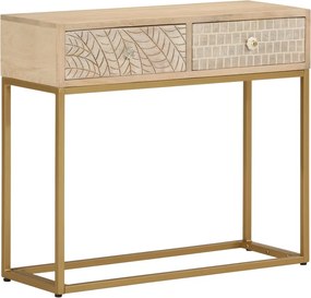 vidaXL Masă consolă, 90x30x76 cm, lemn masiv de mango și fier