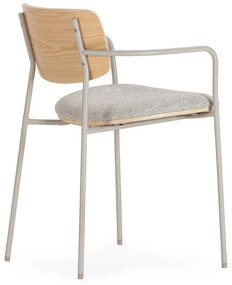 Set de scaune de sufragerie gri deschis/în culoare naturală cu cotiere tapițat Nour – MOME