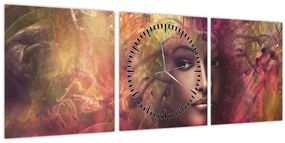 Tablou - Femeie de fantezie (cu ceas) (90x30 cm)