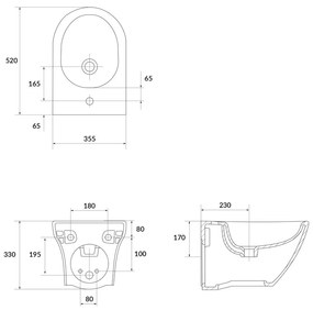 Bideu suspendat, Cersanit, Larga, oval, alb