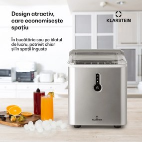 Klarstein Chillout, aparat pentru gheață, bucăți rotunde de gheață, 12 kg / 24 ore, rezervor de apă: 1,5 l, argintiu