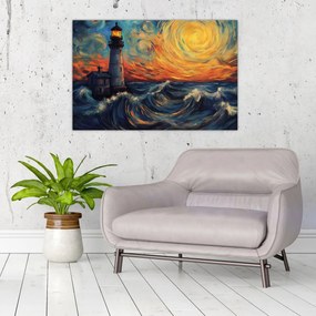 Tablou - Far în valuri (90x60 cm)