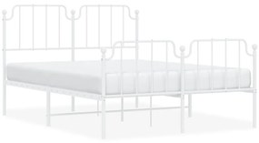 373953 vidaXL Cadru pat metalic cu tăblie de cap/picioare , alb, 135x190 cm