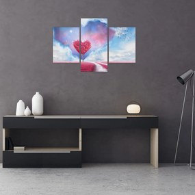 Tablou - Copac de inimă roz (90x60 cm)