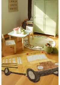 Covor pentru copii galben ocru lavabil, țesut manual din bumbac 90x130 cm School Bus – Lorena Canals