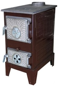 Godin de Gatit Samotat cu Lemne si Combustibil Solid HouseXL® , Dimensiuni 300X450X610 mm , Evacuare 130 mm, Tabla Emailata, MARON