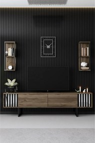 Măsuță TV cu rafturi Chrome Walnut and Black