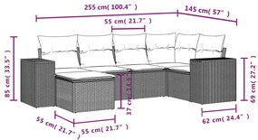 3255196 vidaXL Set canapele de grădină cu perne, 6 piese, bej, poliratan