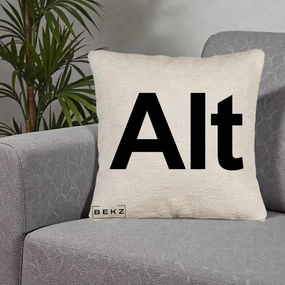 Perna Personalizata Tasta Alt Tipografie Bold, 40x40 cm, Bej Canapea, Husa Detasabila, Perna Inclusa, BEKZ®