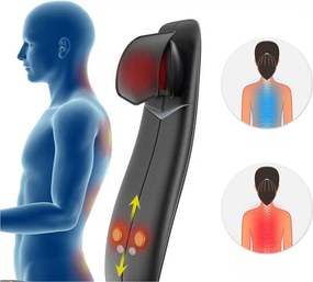 Perna de masaj Shiatsu RENPHO Neck & Back Massage Cushion - S-, 48W, 4 zone, 3 niveluri, Incalzire pana la 45°C, Reglabila, Telecomanda, Negru
