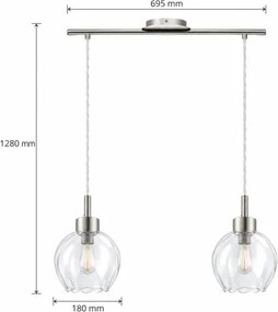 BRILAGI - Lustră LED suspendată pe cablu RETRO GLASS 2xE27/60W/230V crom mat/transparent