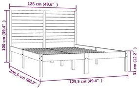 Cadru de pat, negru, 120x200 cm, lemn masiv Negru, 120 x 200 cm