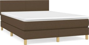 vidaXL Pat continental cu saltea, maro închis, 140x200 cm, textil