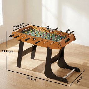 HOMCOM Masă de Fotbal Pliabilă, 22 Jucători și 2 Bile, 98x42x62,5 cm, Lemn | Aosom Romania
