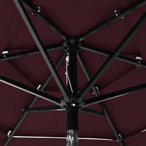 Umbrela de soare 3 niveluri, stalp aluminiu, rosu bordo, 2 m Rosu bordo, 2 m