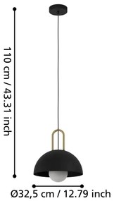 Eglo 56459 - Pendul pe cablu CALMANERA, 1xE27/40W/230V, negru