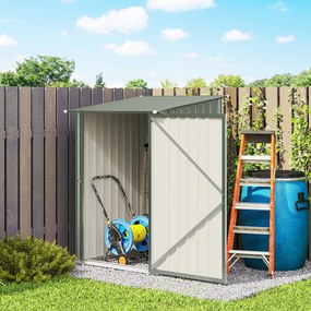 Outsunny Căsuță de Grădină 0,92m² din Oțel Galvanizat, Căsuță pentru Unelte cu Ușă Blocabilă și Acoperiș Înclinat, 100x104x160 cm, Argintiu Gri | Aosom Romania