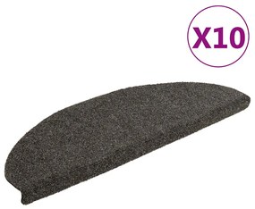vidaXL Covorașe pentru scări autoadezive, 10 buc., 65x21x4 cm, antracit, semirotunde, mari