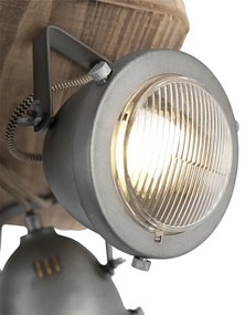 Spotlight industrial din oțel cu lemn inclinabil cu 4 lumini - Emado