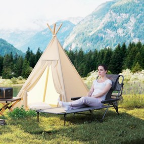 Outsunny Șezlong de grădină pliabil cu spătar reglabil în 4 poziții, orificiu pentru citit și pernă suport cap 72L x 194l x 31H cm Gri | Aosom Romania
