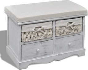 vidaXL Bancă de depozitare, alb, 62x33x42 cm, lemn de paulownia