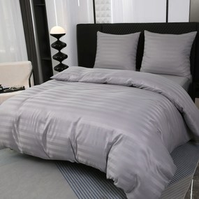 Lenjerie de pat hoteliera din microfibra JASMINE gri deschis - dunga 2 cm, buzunar hotelier Dimensiune lenjerie de pat: 70 x 90 cm | 140 x 220 cm