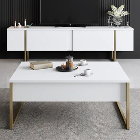 Set de mobilier pentru living Luxe, Alb- Auriu