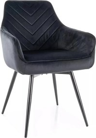 Scaun SERVIO, negru - Bluvel 19, stofa catifelata/metal, 55x58x88 cm