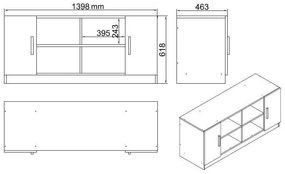 Set de mobilier de birou Linta, Nuc - Alb, 140 x 74 x 60 cm, 5 piese