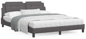3214120 vidaXL Cadru de pat cu lumini LED, gri, 160x200 cm, piele ecologică