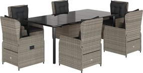 vidaXL Set mobilier de grădină cu perne, 7 piese gri deschis poliratan