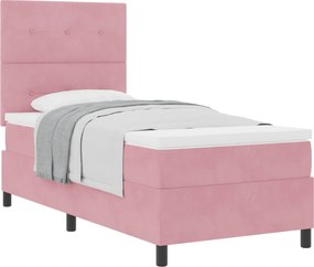 vidaXL Pat cu arcuri cu saltea cu headboard Roz 80 x 200 cm Catifea