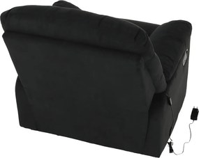 Fotoliu reglabil masaj, material textil catifea negru, LAMBERT