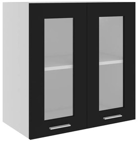 Dulap suspendat din sticlă, negru, 60 x 31 x 60 cm, pal