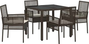 vidaXL Set de masă pentru grădină 5 pcs Maro poliratan