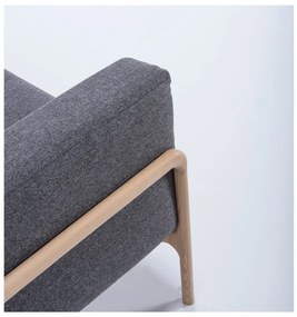 Canapea cu structură din lemn de stejar Gazzda Fawn Plus, 240 cm, gri închis