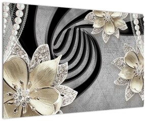 Tablou - 3D Flori aurii (90x60 cm)