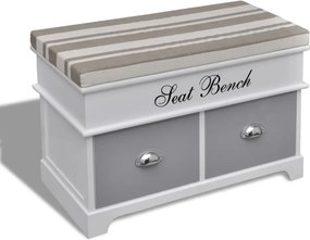 vidaXL Bancă de depozitare cu pernă gri deasupra 2 sertare