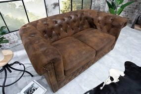 Canapea clasica stil englezesc Chesterfield 2 locuri maro antic