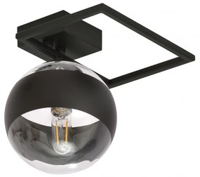 Plafoniera moderna neagra cu un glob din sticla transparenta Imago 1E