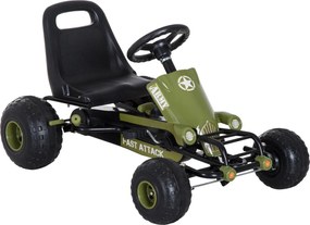 Homcom Go-Kart per Bambini a Pedali, Verde e Nero