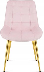 Roz scaun bucatarie BERA din catifea cu picioare aurii