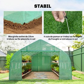 Outsunny Sera gradina, tip tunel, sera pentru plante, legume, fructe si structura din otel, Verde | Aosom Romania