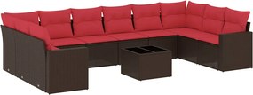 vidaXL Set canapele de grădină cu perne, 11 piese, maro, poliratan
