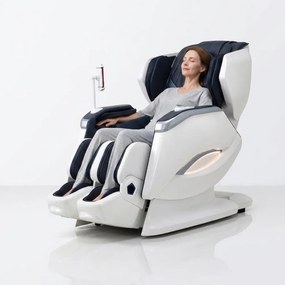 ROVO Luxury 4D - Fotoliu de Masaj Premium 4D, Design Space Walking, Brațe de Masaj Extensibile, Senzori Detectare Obstacole, Încălzire Spate și Gambe, Bluetooth, Albastru