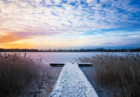 Fototapet - Lac înghețat, Ełk, Mazury, Polonia (147x102 cm)