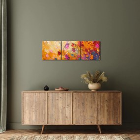 Tablou - Pictură flori colorate (cu ceas) (90x30 cm)